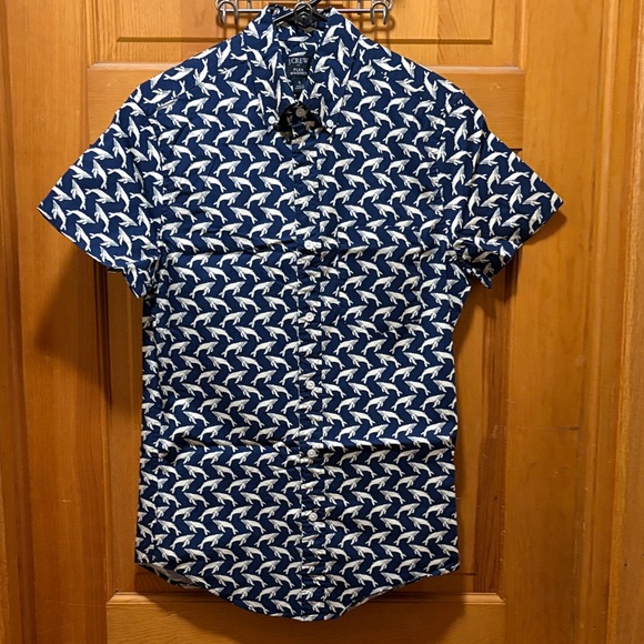 J. Crew Other - NWT J. Crew Blue and White Whale Patterned Men's Dress Shirt Size Small